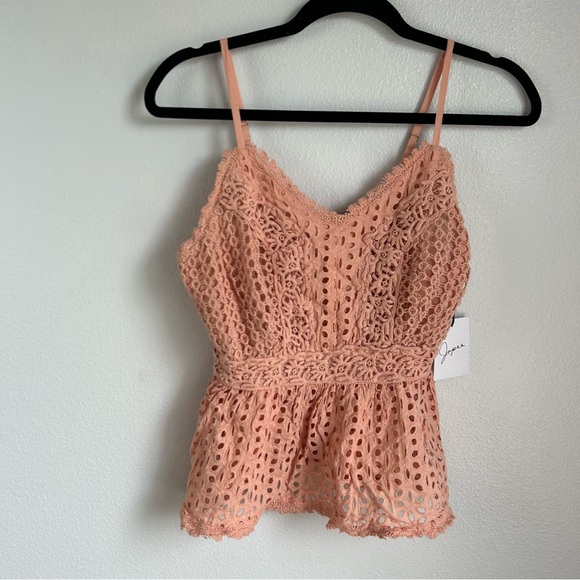 Japna Tops - Japna Peach Eyelet Lace Top